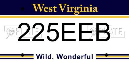 225EEB West Virginia License Plate