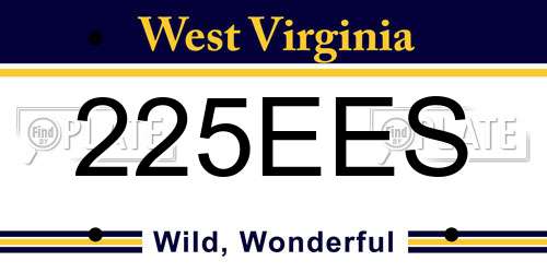 225EES West Virginia License Plate