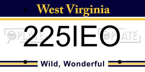 225IEO West Virginia License Plate