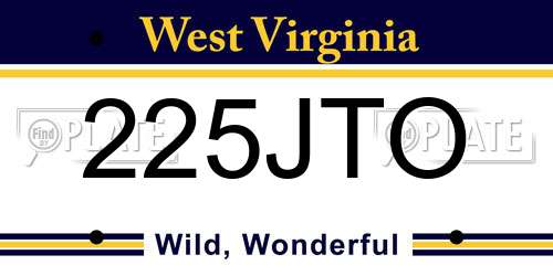 225JTO West Virginia License Plate