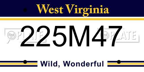225M47 West Virginia License Plate