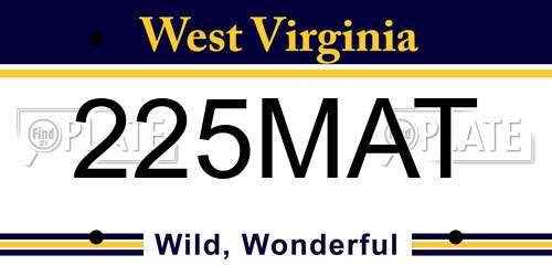225MAT West Virginia License Plate