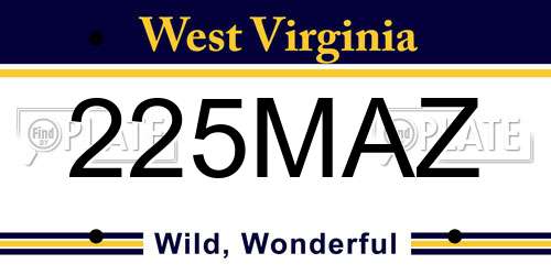 225MAZ West Virginia License Plate
