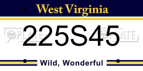 225S45 West Virginia License Plate