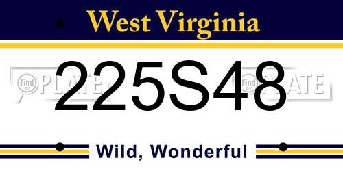 225S48 West Virginia License Plate