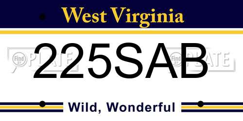 225SAB West Virginia License Plate