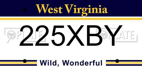 225XBY West Virginia License Plate
