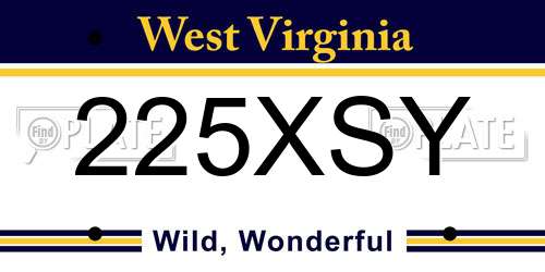 225XSY West Virginia License Plate