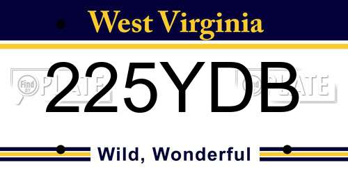 225YDB West Virginia License Plate