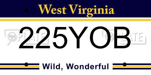 225YOB West Virginia License Plate