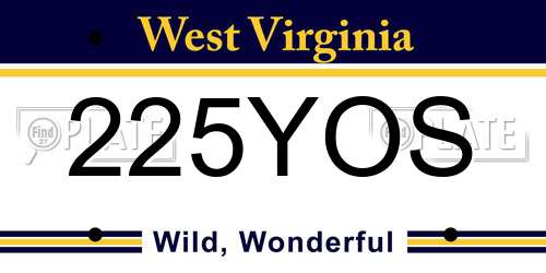 225YOS West Virginia License Plate