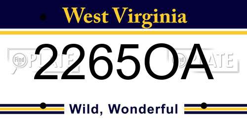 2265OA West Virginia License Plate