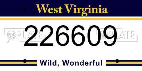 226609 West Virginia License Plate