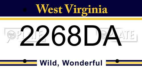 2268DA West Virginia License Plate