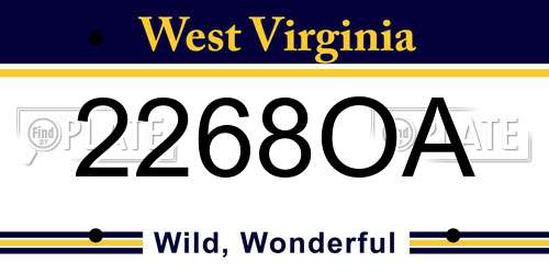 2268OA West Virginia License Plate