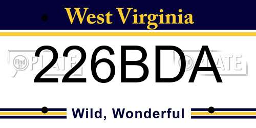 226BDA West Virginia License Plate