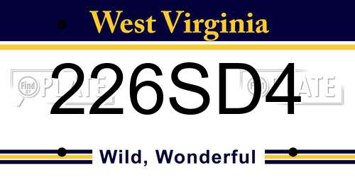 226SD4 West Virginia License Plate