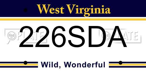 226SDA West Virginia License Plate