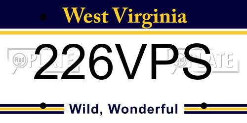226VPS West Virginia License Plate