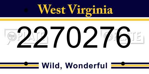 2270276 West Virginia License Plate