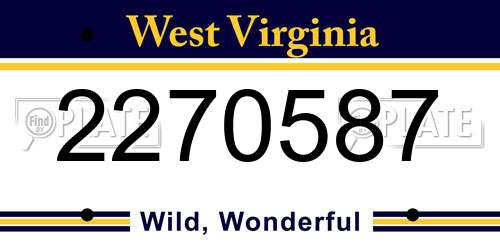2270587 West Virginia License Plate