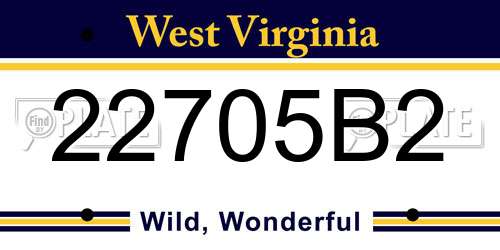 22705B2 West Virginia License Plate
