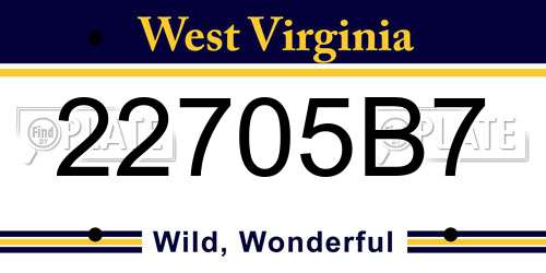 22705B7 West Virginia License Plate