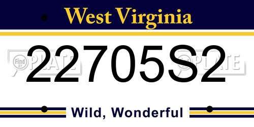 22705S2 West Virginia License Plate