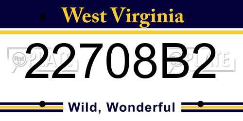22708B2 West Virginia License Plate