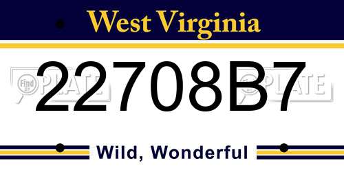 22708B7 West Virginia License Plate