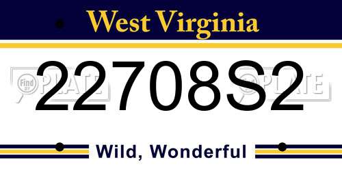 22708S2 West Virginia License Plate