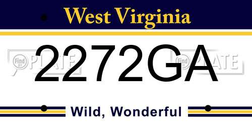 2272GA West Virginia License Plate