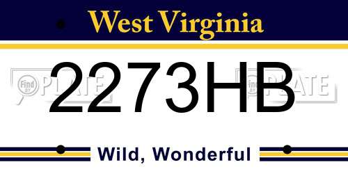 2273HB West Virginia License Plate