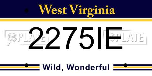 2275IE West Virginia License Plate