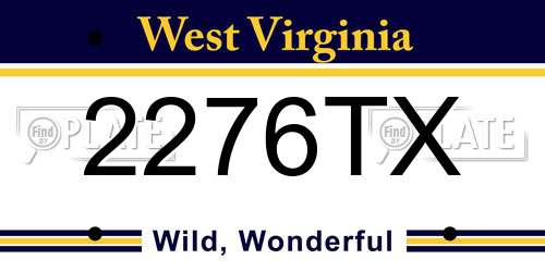 2276TX West Virginia License Plate