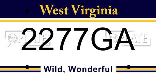 2277GA West Virginia License Plate