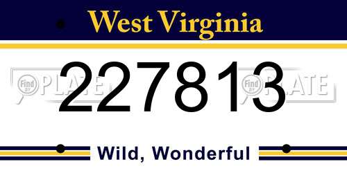 227813 West Virginia License Plate