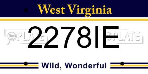 2278IE West Virginia License Plate