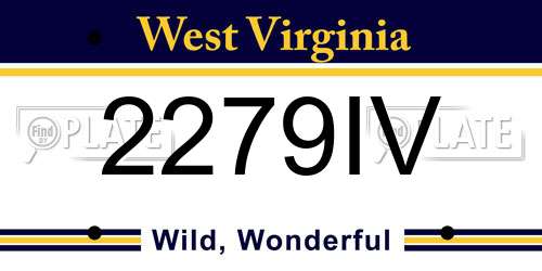 2279IV West Virginia License Plate