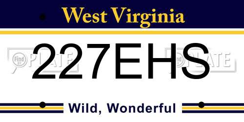 227EHS West Virginia License Plate