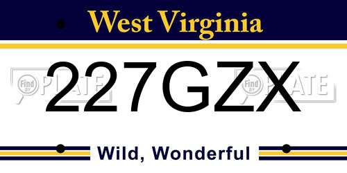 227GZX West Virginia License Plate