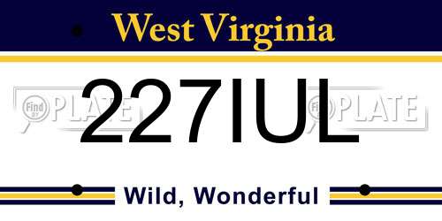 227IUL West Virginia License Plate