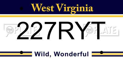227RYT West Virginia License Plate