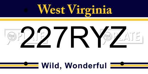 227RYZ West Virginia License Plate