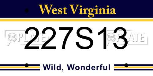 227S13 West Virginia License Plate