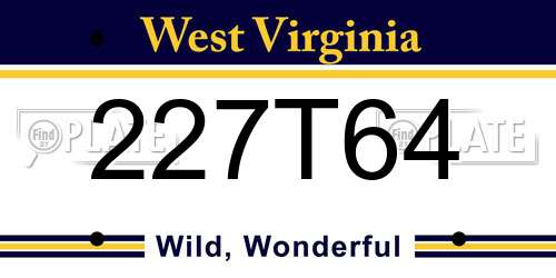 227T64 West Virginia License Plate
