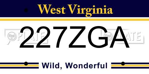 227ZGA West Virginia License Plate