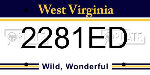 2281ED West Virginia License Plate
