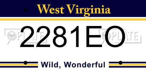 2281EO West Virginia License Plate