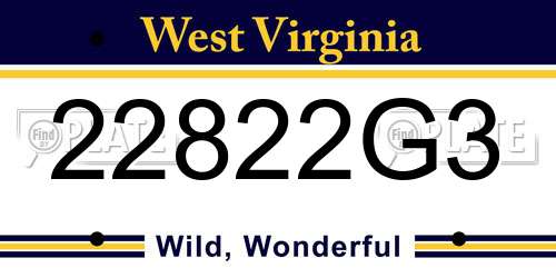 22822G3 West Virginia License Plate